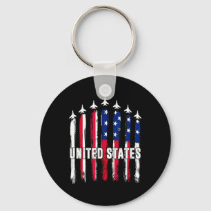 Chaveiro Patriótico Vermelho Branco Azul Usa Bandeira Jatos