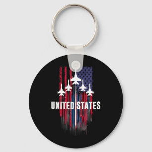 Chaveiro Patriótico Vermelho Branco Azul Usa Bandeira Jatos