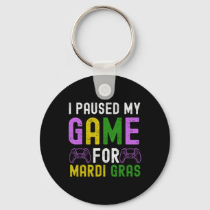 Chaveiro Pauso meu jogo para o Mardi Gras Video Game Mardi