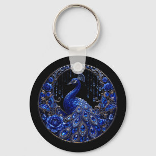 Chaveiro Pavão Azul Real Brilho de Cristal