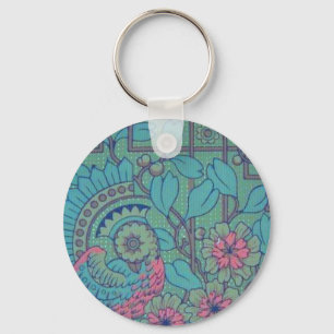Chaveiro Pavão floral retro