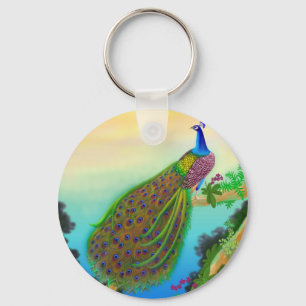 Chaveiro Pavão Verde Exótico