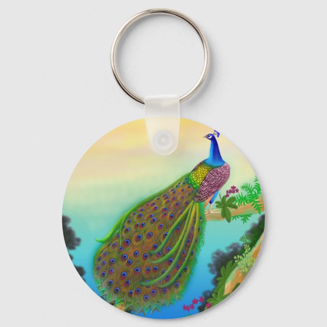 Chaveiro Pavão Verde Exótico (Frente)