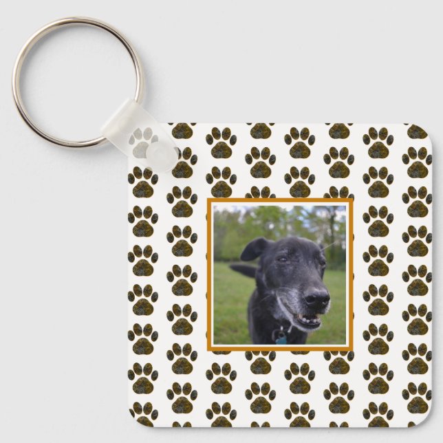 Chaveiro Paw Animal Silhoueen Halloween Orange White (Frente)