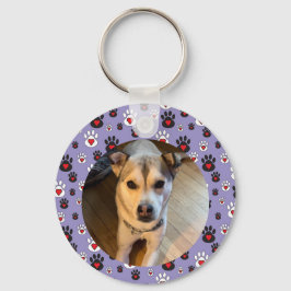 Chaveiro Paw print blue red heart name