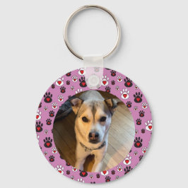 Chaveiro Paw print pink red heart photo