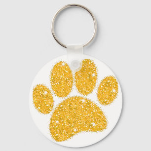 Chaveiro Pawprint Cachorro Dourado