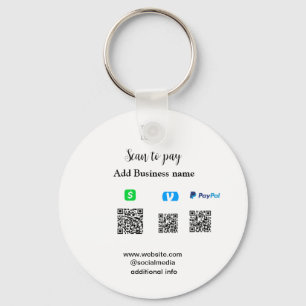 Chaveiro Paypal Cashapp venmo scanear para pagar QR adicion