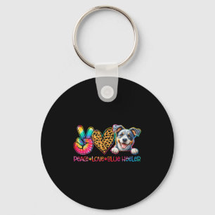 Chaveiro Paz Amor Blue Heeler Tie Dye Amante de Cachorro