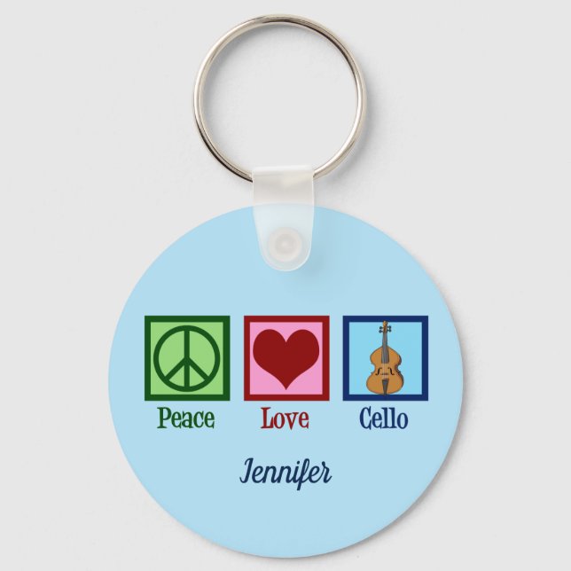 Chaveiro Paz Amor Cello Fora Personalizada (Frente)