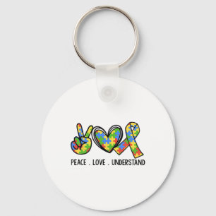 Chaveiro Paz Amor Compreende Autismo Sensibilização da Fita