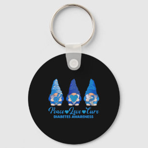 Chaveiro Paz Amor Cura Gnomos Azuis T1d Sensibilização para