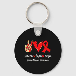Chaveiro Paz Amor Cure Câncer no Sangue Fita Vermelha Consc