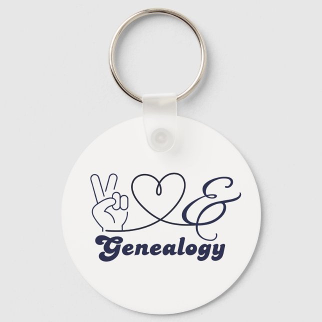 Chaveiro Paz Amor e Genealogia (Frente)