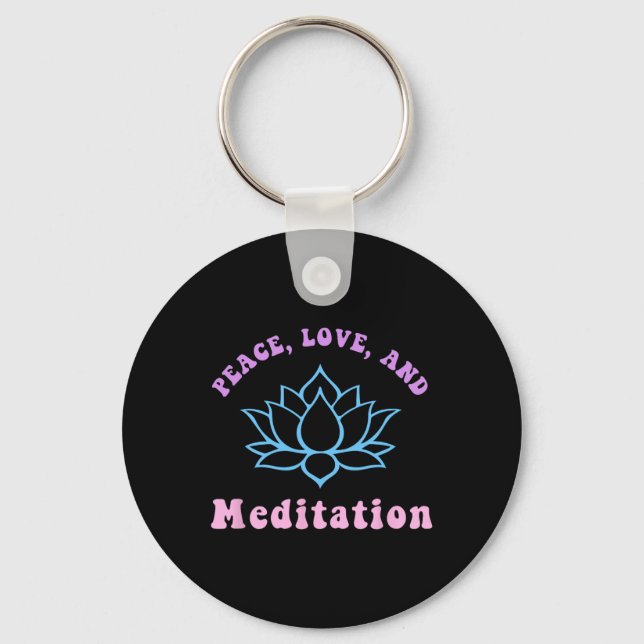 Chaveiro Paz Amor E Meditação Moda Retro Yoga Nova Era (Frente)