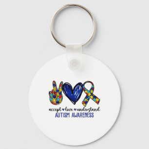 Chaveiro Paz Amor Fita Autismo Atenção Aceitar Amor