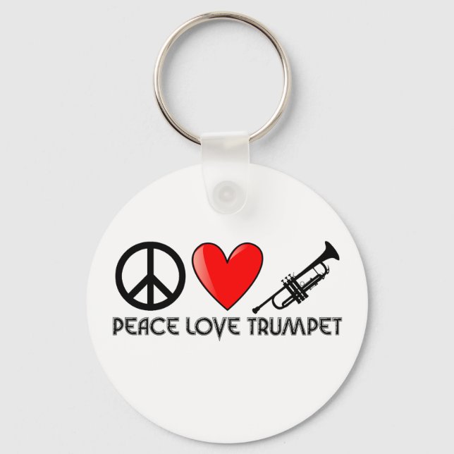 Chaveiro Paz, Amor, Trompete (Frente)
