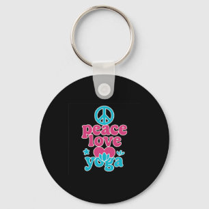 Chaveiro Paz Amor Yoga Rétro Coração de Lótus Arte Gráfica