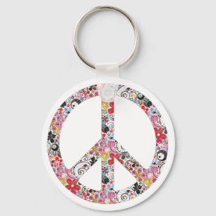 Chaveiro Paz de flower power mim
