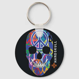 Chaveiro Paz de HANDSKULL, crânio feliz, bandeira da paz