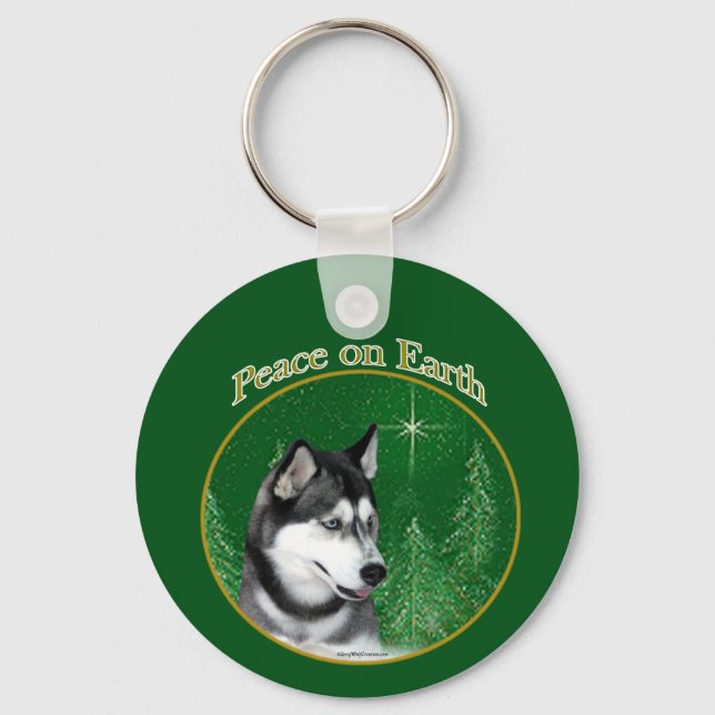 Chaveiro Paz Siberian Husky (preto) (Frente)