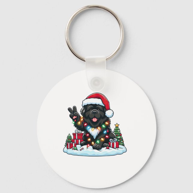 Chaveiro Paz Terra Nova Cachorro Luzes de Natal Mulheres (Frente)