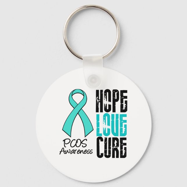Chaveiro PCOS Hope Love Cure Ribbon (Frente)