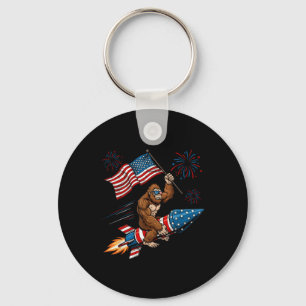 Chaveiro Pé Grande 4 De Julho Patriótico Sasquatch Fogos De