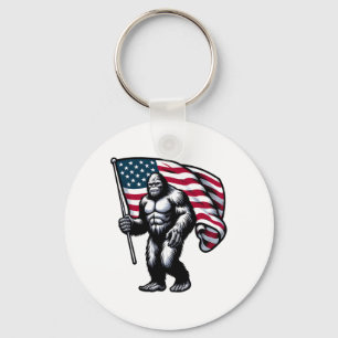 Chaveiro Pé Grande 4 De Julho Sasquatch American Usa Flag P