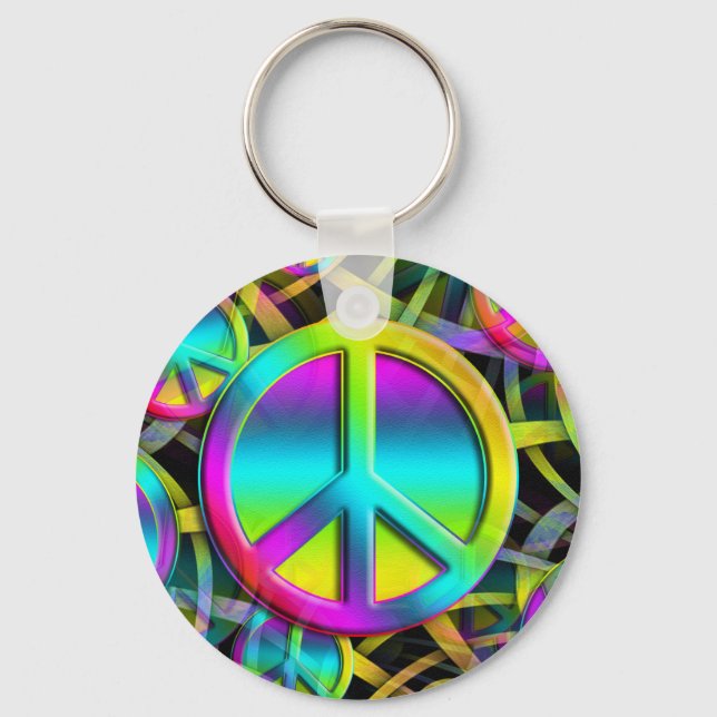 Chaveiro PEACE Colorida padrão perfeito + suas ideias (Frente)