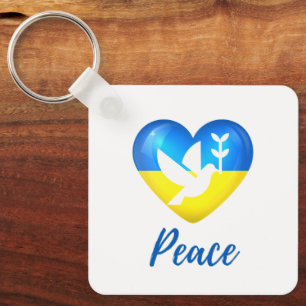 Chaveiro Peace Dove Ucrânia Flag Heart 