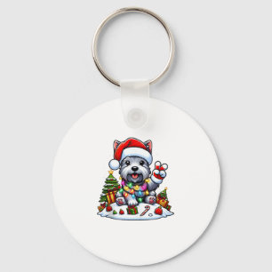 Chaveiro Peace Hand Scottish Terrier Christmas Lights Women