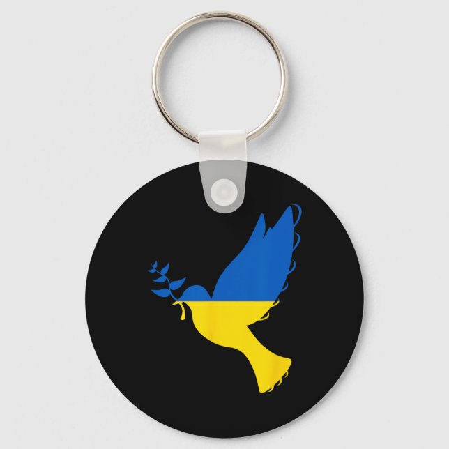 Chaveiro Peace In Ukraine Dove. Stand With Ukraine. Support (Frente)