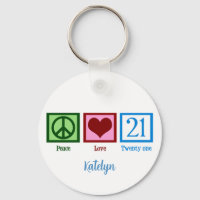 Peace Love 21 Cute Custom aniversário de 21 anos