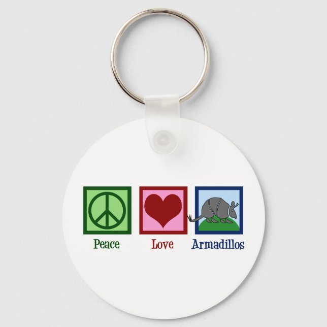 Chaveiro Peace Love Armadillos (Frente)