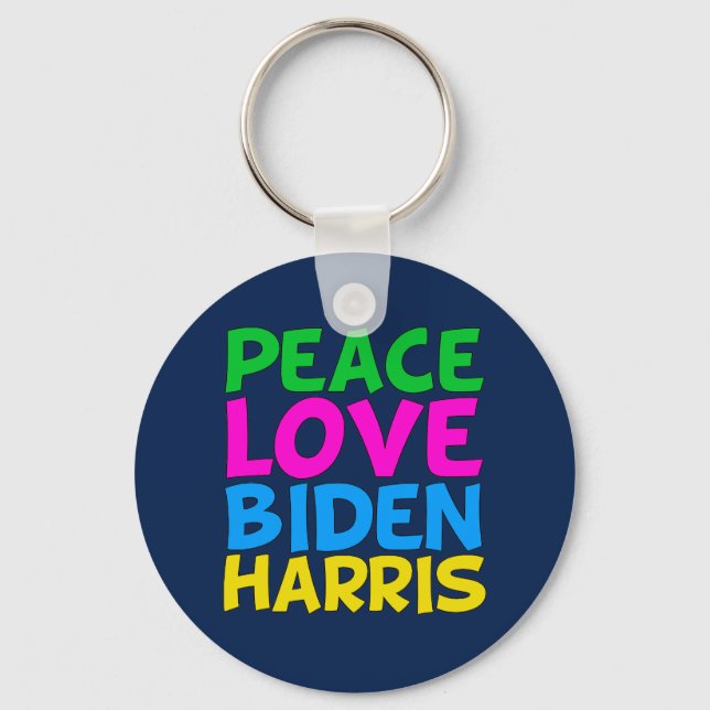 Chaveiro Peace Love Biden Harris (Frente)