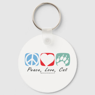 Chaveiro Peace Love Cat