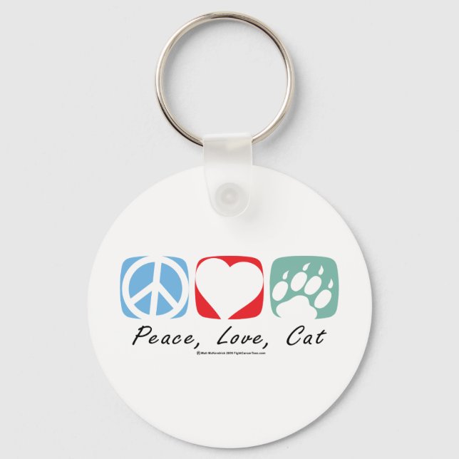 Chaveiro Peace Love Cat (Frente)