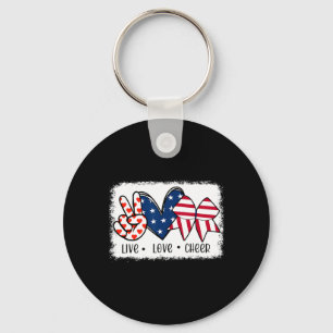 Chaveiro Peace Love Chee Usa Flag 4 De Julho