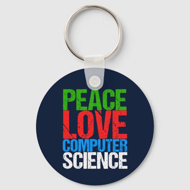 Chaveiro Peace Love Computer Science (Frente)