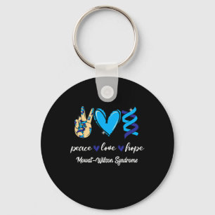 Chaveiro Peace Love Cure Mowat-wilson Syndrome Blue Ribbon