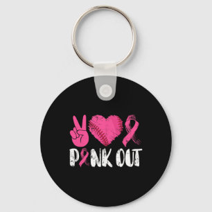 Chaveiro Peace Love Cure Pink Out Breve Break Cancer Byseby