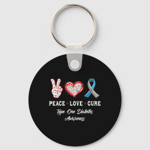 Chaveiro Peace Love Cure Type One Diabetes Awarness Men Wo