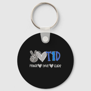 Chaveiro Peace Love Cure Type One Diabetes Sensibilização T