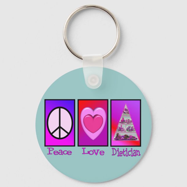 Chaveiro Peace Love Dietician (Frente)