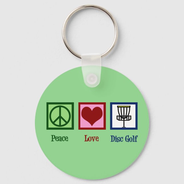 Chaveiro Peace Love Disk Golf (Frente)