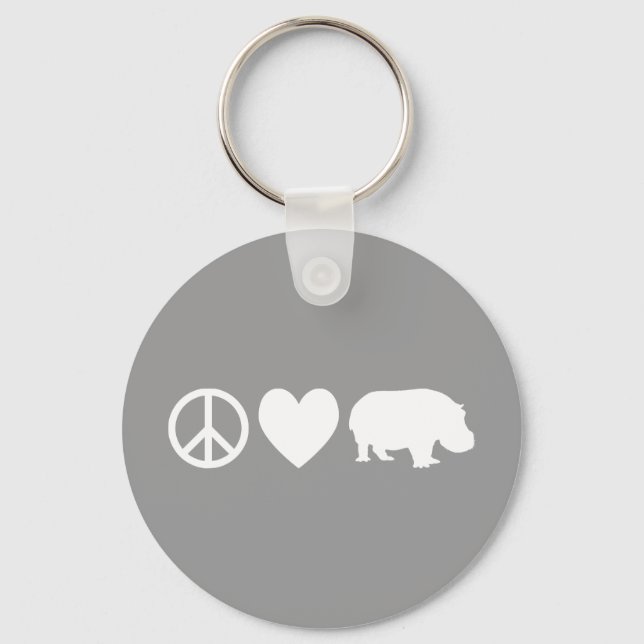 Chaveiro Peace Love e Hippos (Frente)