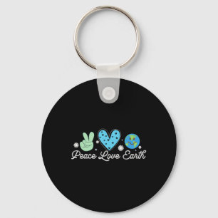 Chaveiro Peace Love Earth Day Groovy Hippie Retro Vintage N
