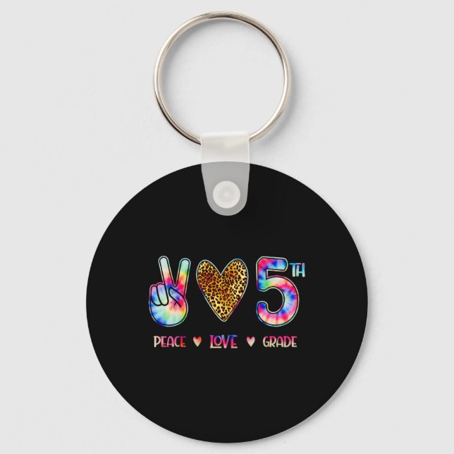 Chaveiro Peace Love Fifth Grade Squad Back To School Gift  (Frente)