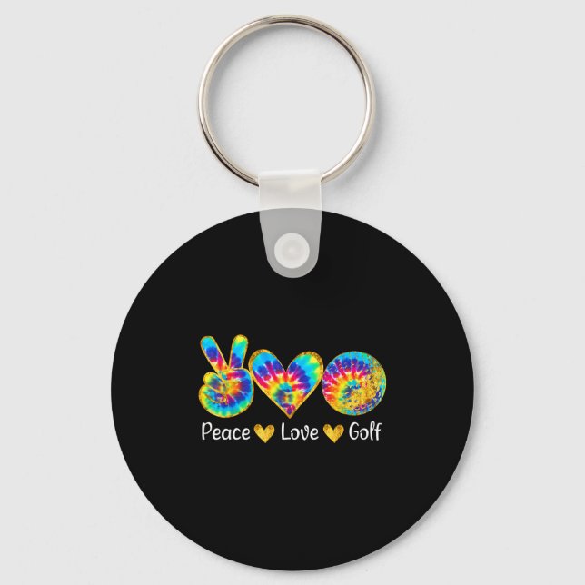 Chaveiro Peace Love Golf Funny Tie Dye Golf Lovers  (Frente)